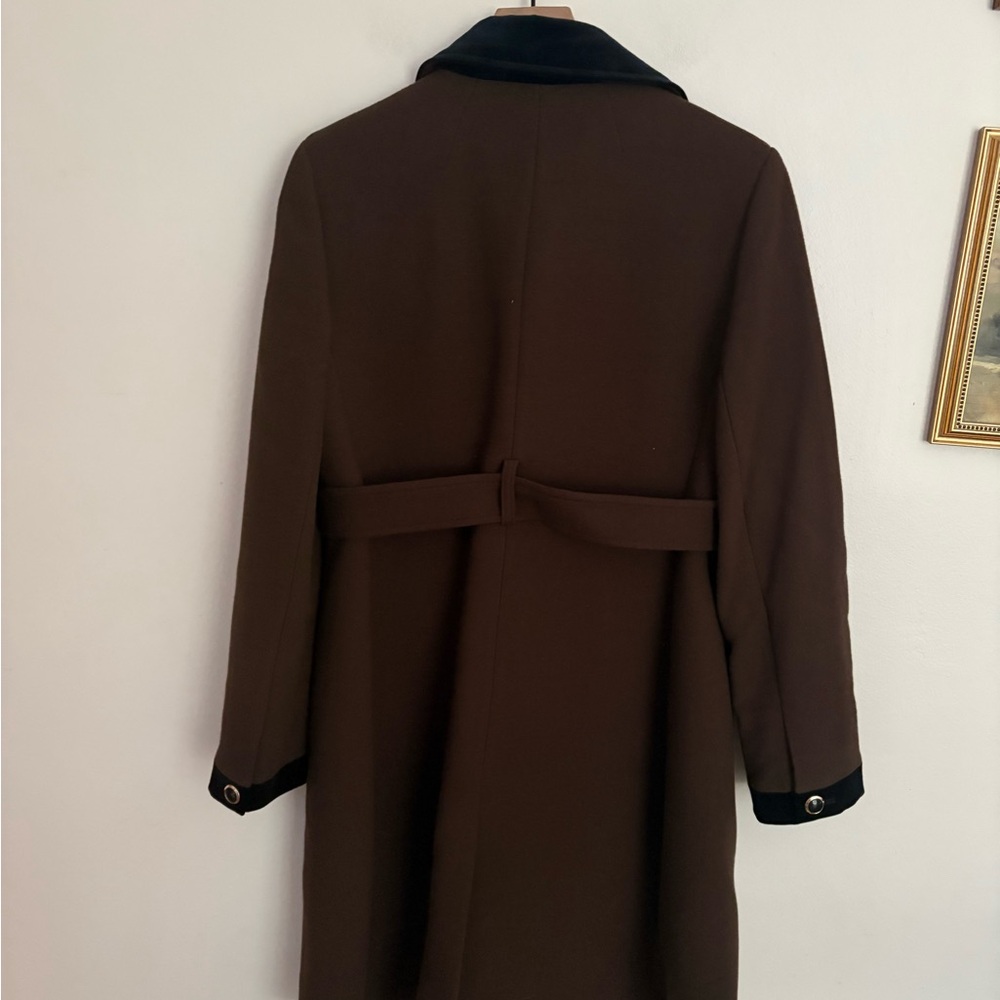 J Crew Wool Blend Italian Double Cloth Belted Velvet Accent Womens size 14 NWOT - Picture 7 of 7